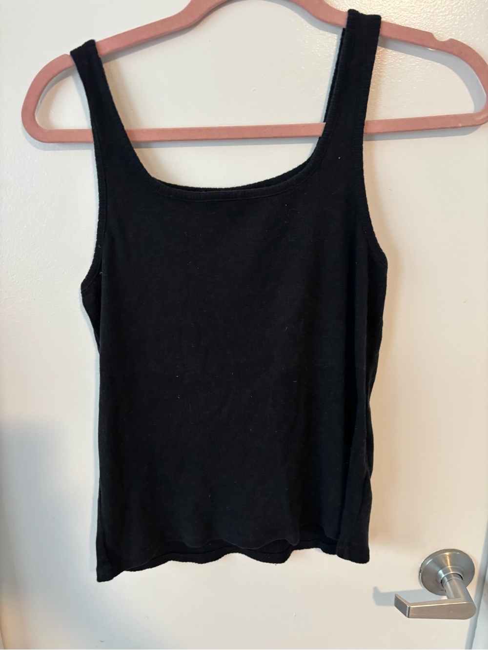 Madewell Black Ribbed Square-Neck Tank